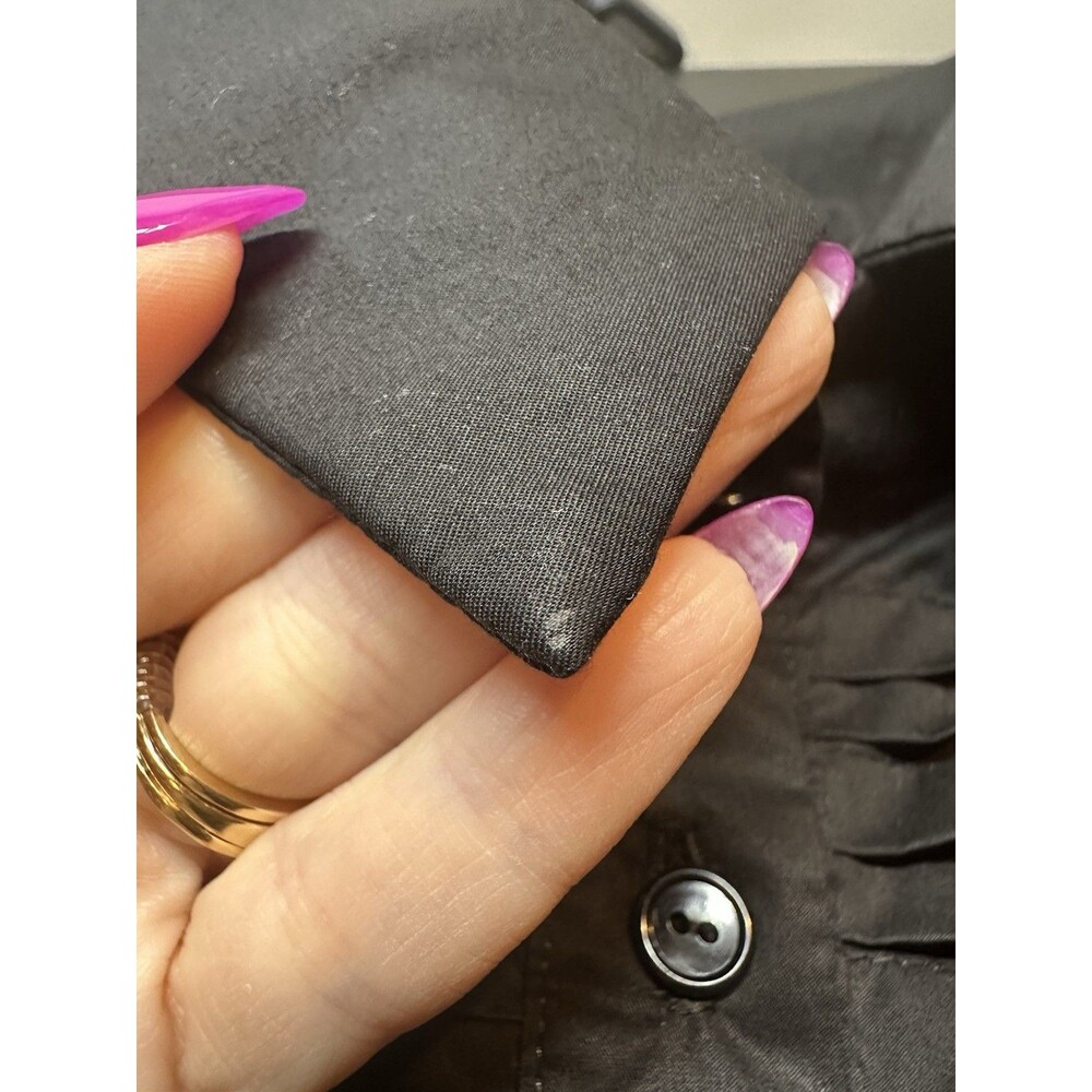 Monica Nera Summer Top In Black Button Up Blouse Puff Sleeve XS - Picture 6 of 10